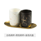 Creative Marbled Gold Plated Mouthwash Cup Couple Toothbrush Holder Bathroom Accessories Ceramic Mouthwash Cup Home Decoration