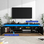74'' LED TV Stand for Televisions up to 65'' Modern TV Cabinet with Power Outlet, High Gloss Entertainment Center with Storage