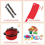 Mini Kids Kitchen Toys Set Pretend Play Cooking Pots Pans Utensils with Play Food Educational Gift for Toddler Boys Girls 3+