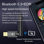 AYINO 100M USB Bluetooth 5.3 Dongle Adapter aptX for PC Wireless Speaker Printer Mouse Keyboard Audio Receiver Transmitter