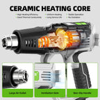 Hot Air Gun with LCD 12 Variable Temperatures Adjustable 120℉- 1110℉ Heat Gun 1500W/2000W High Power with 5 Accessories