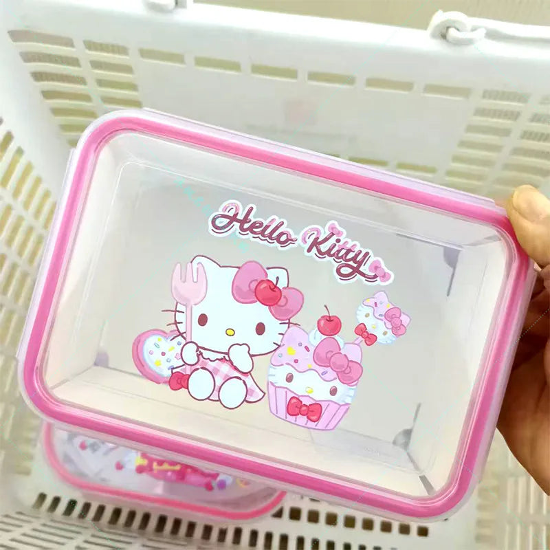 Kitty Rectangle Food Storage Container with Arc Edge Lock Design Airtight Leakproof BPA Free Ideal for Kitchen Organization