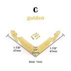 12pcs Decorative Corner Protector Guard Edge Cover for Jewelry Chest Wine Gift Box Wooden Case Table Desk Bronze Golden + Nails