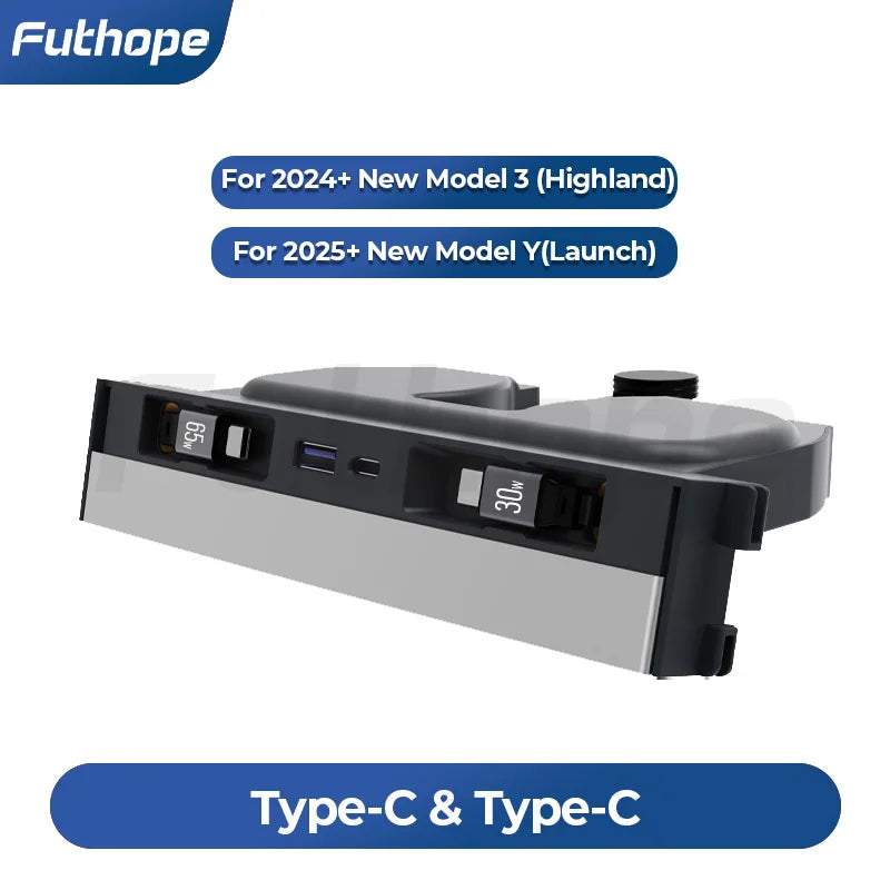 Futhope Docking Station with Telescopic Rope for Tesla New Model 3 Model Y Hub Supports Laptop Central Control Splitter