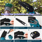 Mini Chainsaw Compact 6-inch Handheld Electric Log Cutting Tool for Woodworking Camping Yard Cleanup For Makita 18V Battery Pin