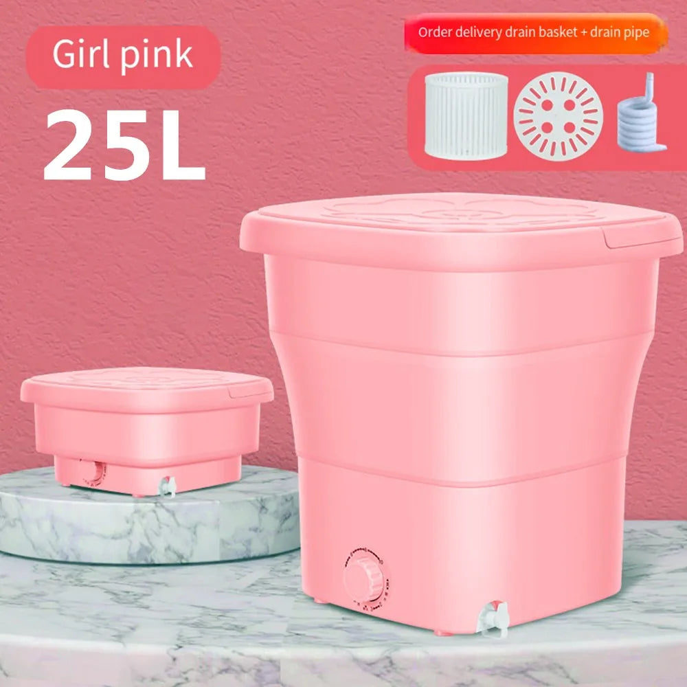 25L Large Portable Washing Machine Folding and Dryer Bucket for Clothe