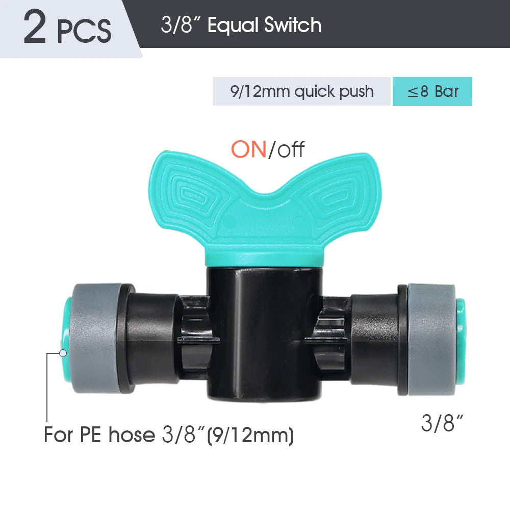 9/12MM PE Tubing Fittings 3/8'' PE Watering Hose Quick Connector for Garden Tubing Joints Tee Straight Elbow Valve Plug Stakes