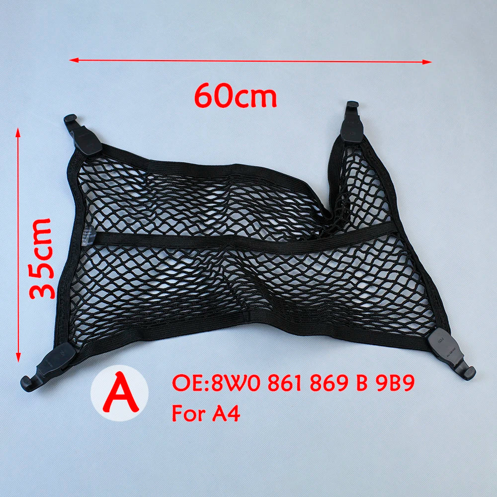 Original Car Trunk Mesh Net Cargo Luggage For Audi A3 A4 A5 A6 A7 A8 Q2 Q3 Q5 Car Mesh Cargo Net Holder Trunk 4 Hook