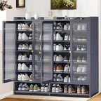 8-Tier Bamboo Shoe Cabinet – Freestanding Shoe Rack Organizer with 40-Pair Capacity, Includes Doors & Shelves for Stylish & Dur