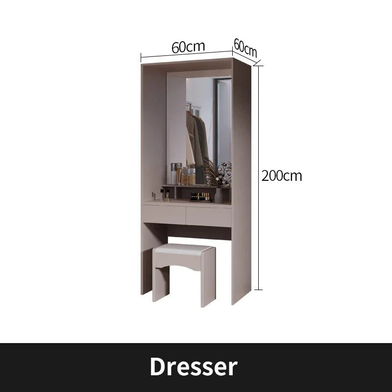 Sliding Door WardrobeNordic Modern Home Furniture Bedroom Desk Dresser In One Combination Light Luxury Corner Wardrobe furniture