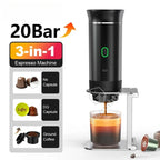 Wireless Electric Portable Espresso Coffee Machine for Car & Home Camping Maker 3-in-1 Capsule Powder Travel Coffee Maker