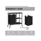 Pull-Out Laundry Basket with Shelf and  three Shelf,Laundry Basket Organizer Section with Removable Laundry Bags for clothes