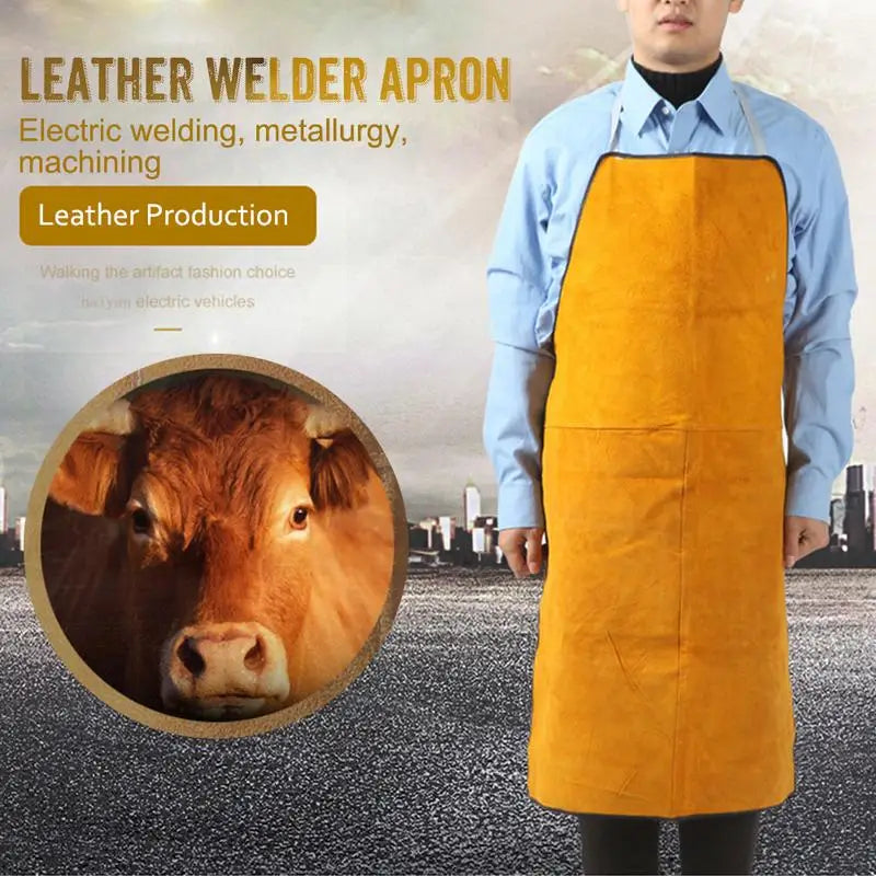 Cowhide Leather Welder Apron Work Safety Workwear Glaziers Blacksmith Apron Electric Welding Safety Clothing
