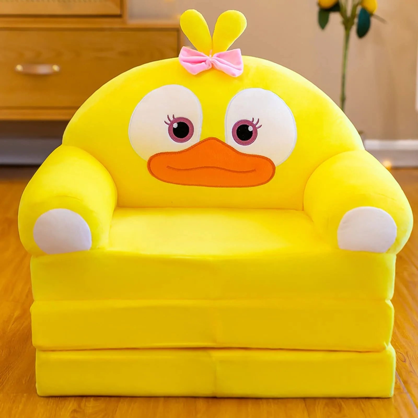 Plush Sofa Backrest Armchair 2 In 1 Foldable Cute Cartoon Lazy Sofa Children Flip Open Sofa Bed For Bedroom Folding Sofa Bed