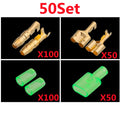 10/20/50sets Car tools 4.0 bullet terminal   car electrical wire connector Green 4mm Male + Female 1 : 2 Cold press terminal