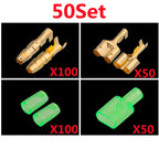 10/20/50sets Car tools 4.0 bullet terminal   car electrical wire connector Green 4mm Male + Female 1 : 2 Cold press terminal