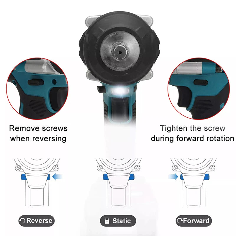 Kamolee 1800 N.M high torque wireless charging impact wrench 1/2inch brushless electric wrench compatible with Makita18V battery