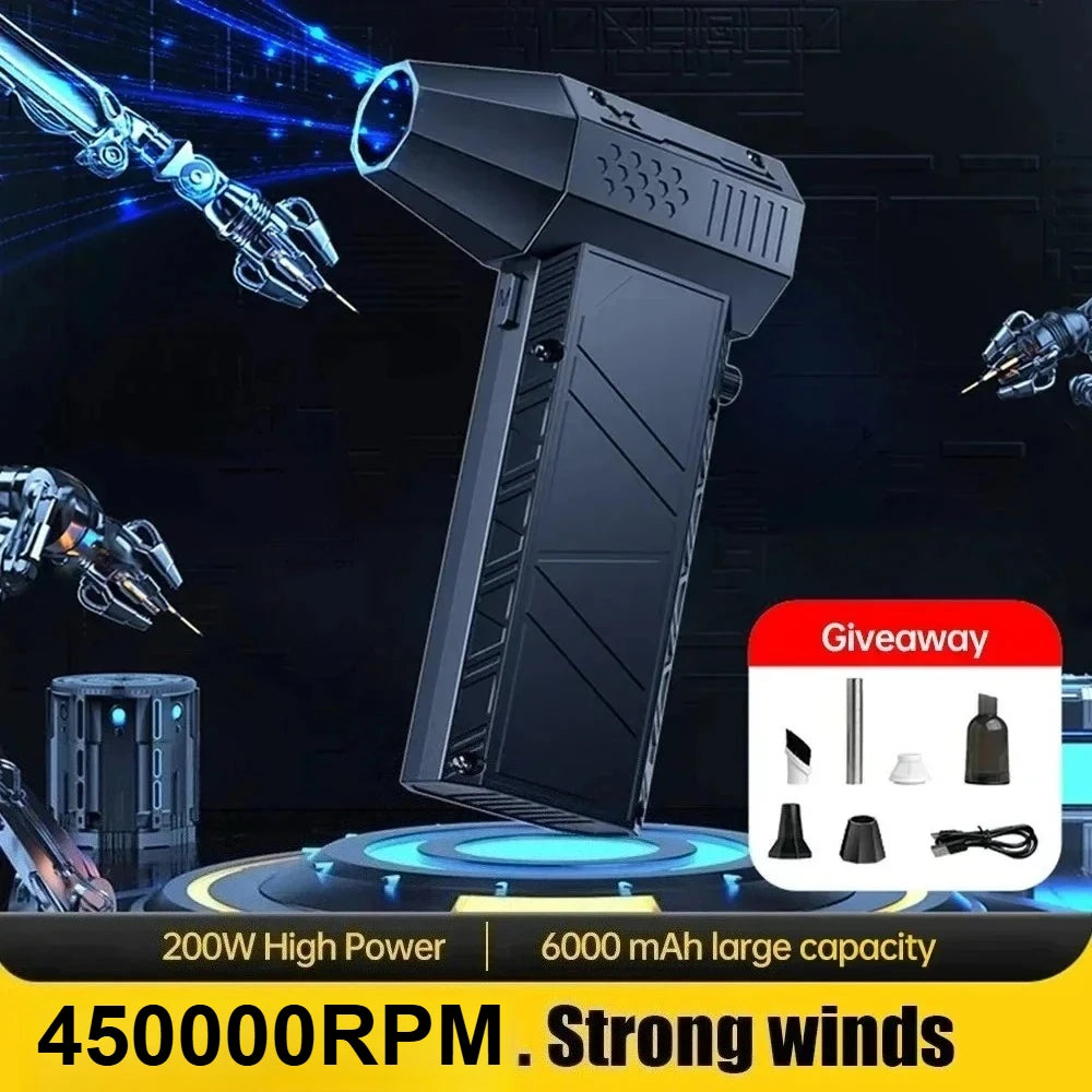 X6 Violent Fan 450000RPM Brushless Turbo Jet Blower Powerful Air Blower  Vacuum Dust Cleaner Type-C Charging Strong Winds 53m/s