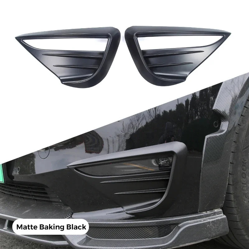 For Tesla Model Y Fog Lamp Spoiler Blade Trim Protective Cover Wolf Tooth Wind Blades ABS Car Decoration Stickers Accessories