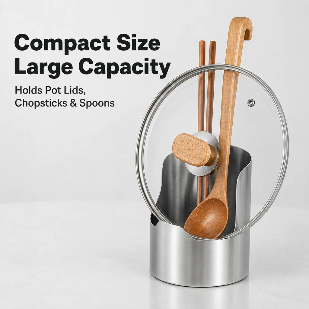 Stainless Steel Lid and Utensil Holder, Multipurpose Kitchen Organizer for Spoons, Ladles, Cutting Boards