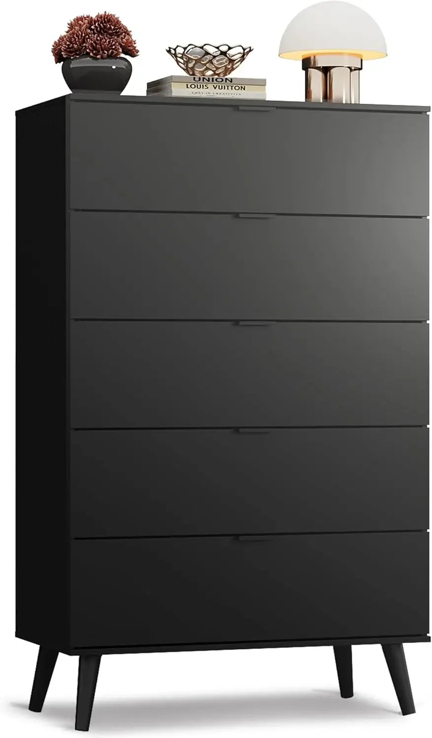 Wood Dresser Storage Organizer with Sturdy Metal Handle, TV Stand for 55 inch TV, Chest of Drawers for Living Room, Hallway