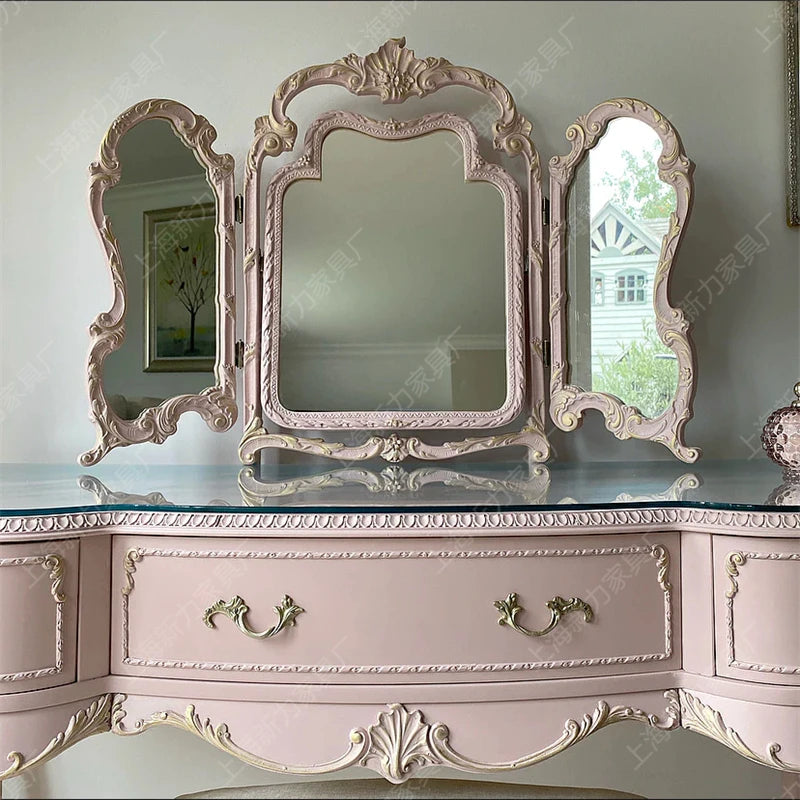 Comfortable Makeup Vanity Table Mirror Desk Stool Living Room Dresser Makeup Dressing Table Drawers Storage Bedroom Furniture