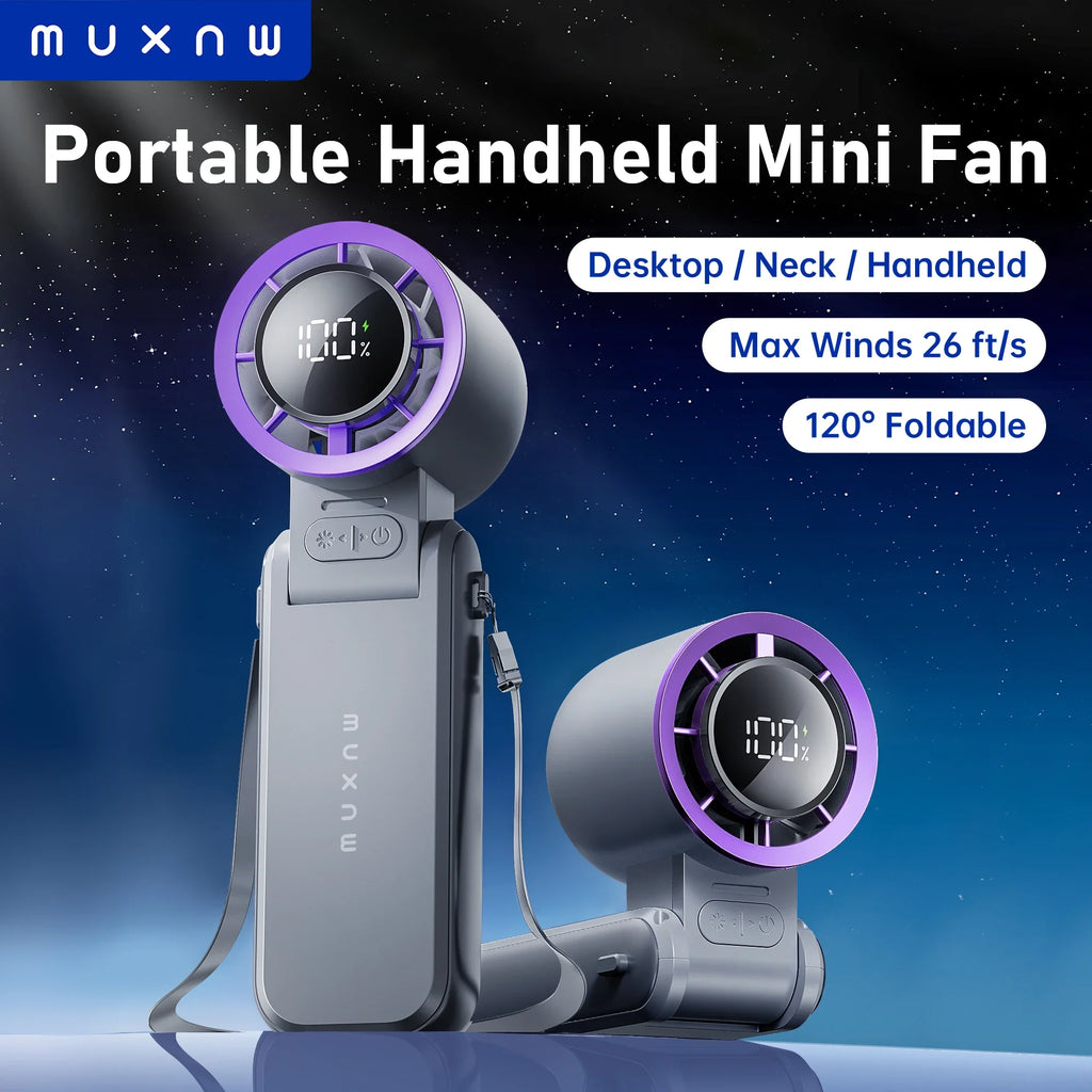 MUXNW Portable Handheld Mini Fan: 3 IN 1, 100 Speed Turbo, Foldable, L