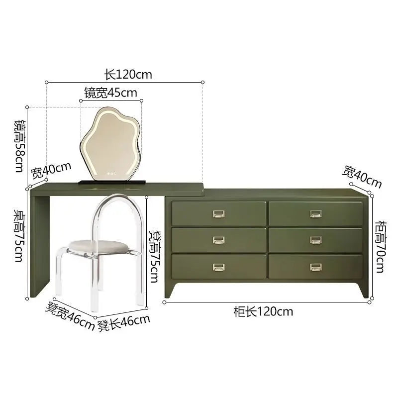 Nordic Storage Dresser Bedroom Modern 6 Drawer European Dresser Girls Luxury Green Toaletka Z Lustrem Do Sypialni Home Furniture