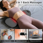 3 in 1 Electric Lumbar Support Pillow with Heat, Vibration, Traction - Adjustable Smooth Spine Back Massager for Lower Back Pain