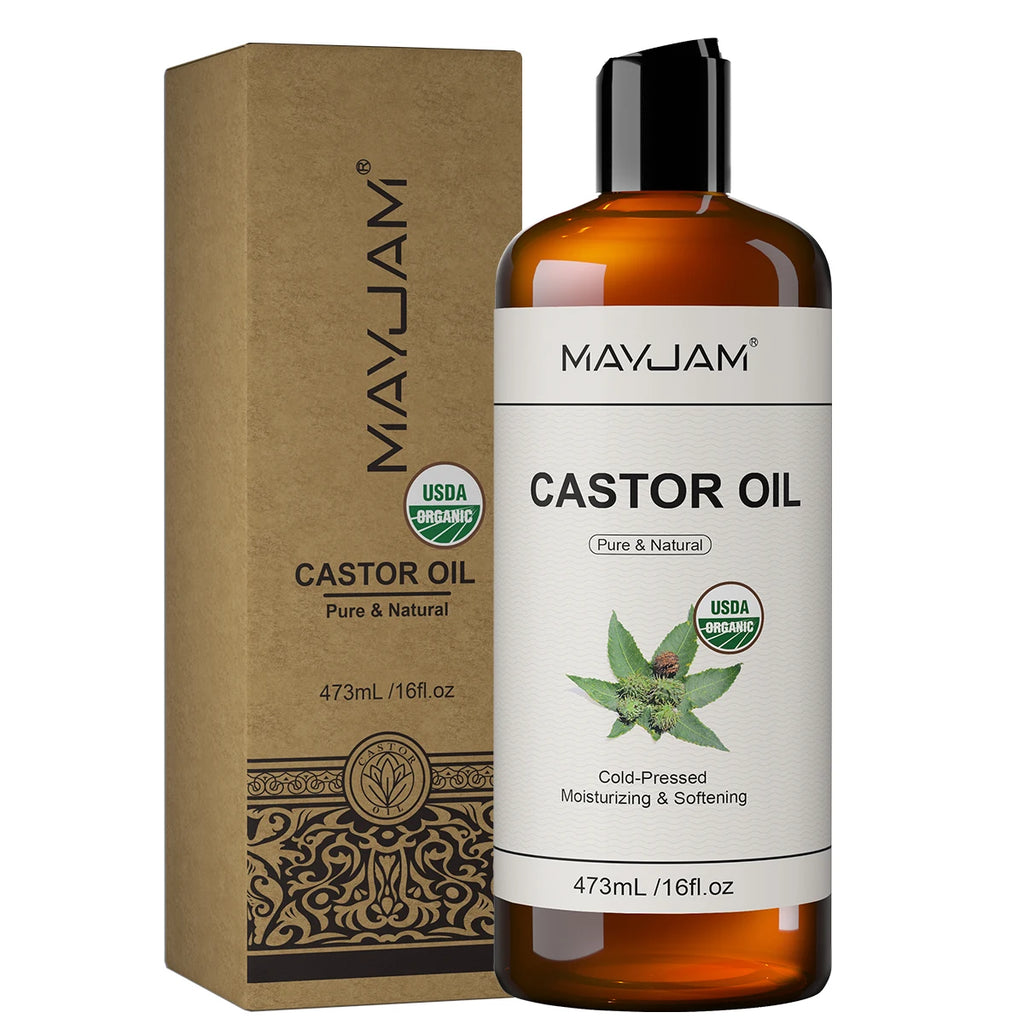 MAYJAM Pure Organic Moroccan Argan Oil Massage On Face, Hair, Body Sweet Almond Oil Cold Pressed USDA Certified 473ml Face Oil