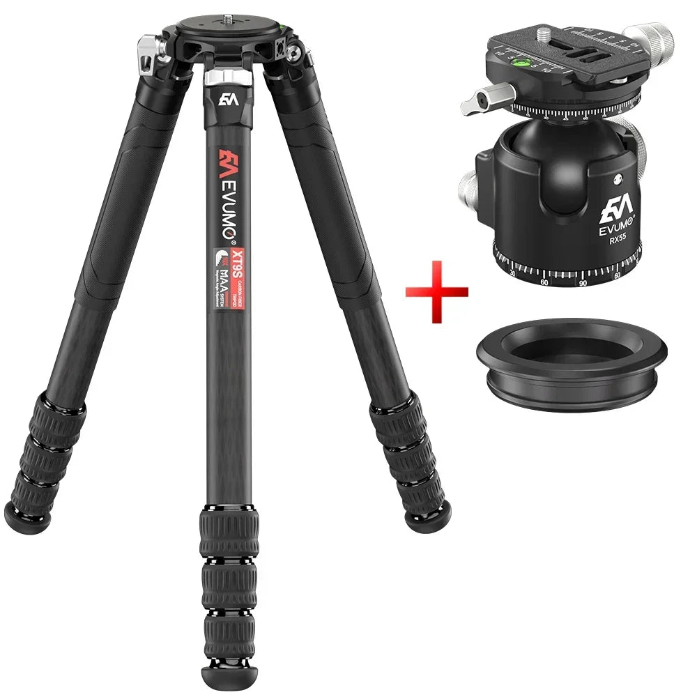 EVUMO XT9S Z8 Carbon Fiber Hunting Tripod Professional DSLRs Camera Tripod Heavy Duty Stand Camcorder Telescope Phone Load 40kg