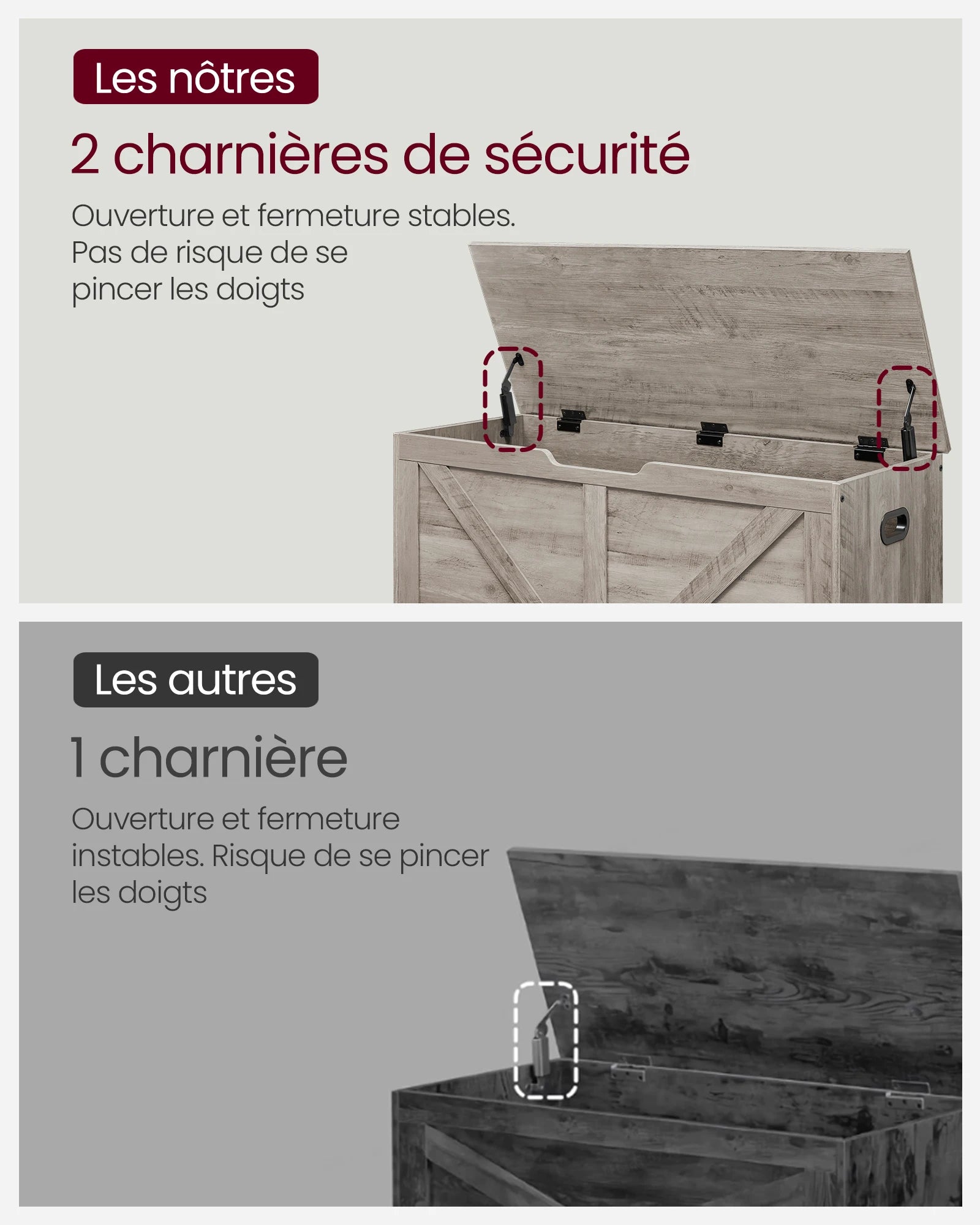 VASAGLE Storage Chest, Storage Bench, Blanket Box with 2 Safety Hinges, Shoe Storage Bench, Farmhouse Style, 40 x 100 x 46 cm