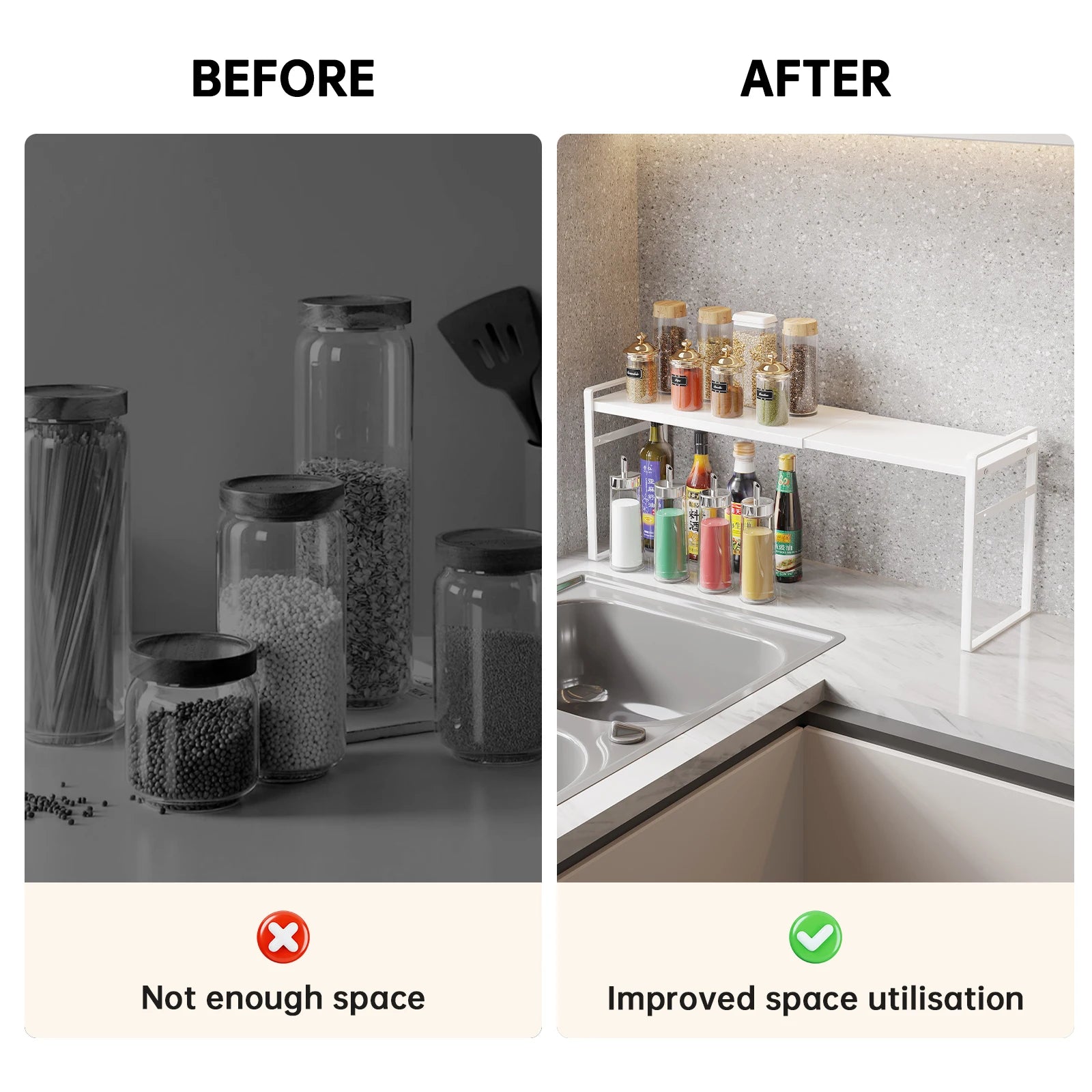 Extremely Narrow Kitchen Spice Rack, Seasoning Storage Organizer, Double-Layer Oil, Salt, Sauce, Vinegar Storage for Windowsill, Window Edge, Countertop