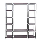 69" Portable Clothes Wardrobe Storage Organizer with Non-Woven Fabric Quick and Easy To Assemble Extra Strong and Durable Dark