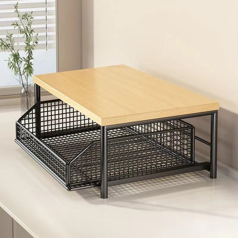 Multifunctional Single-Tier Countertop Storage Rack for Microwave Oven Rice Cooker - Household Kitchen Stand Organizer