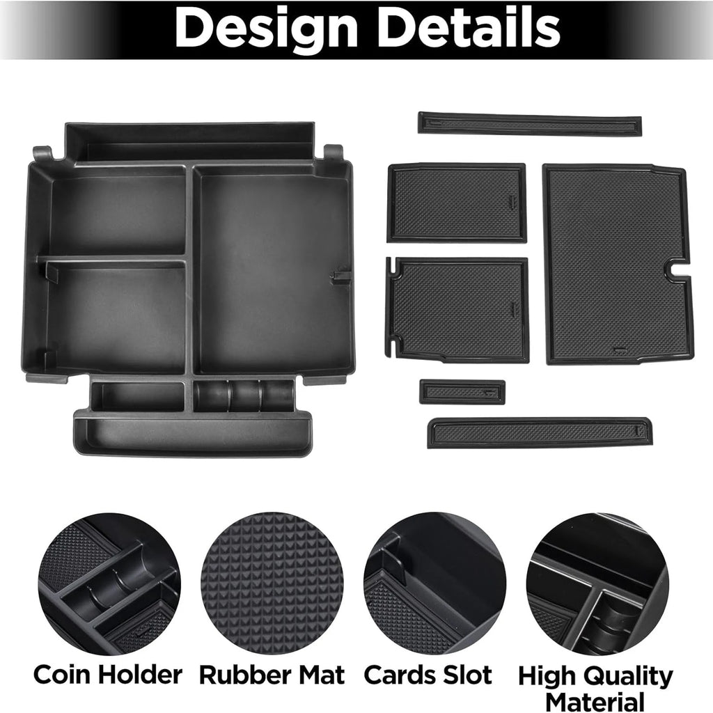 Center Console Organizer Tray For 2021-2024 GMC YuKon Denali, Chevy Suburban/Tahoe Armrest Storage Box Interior Accessories