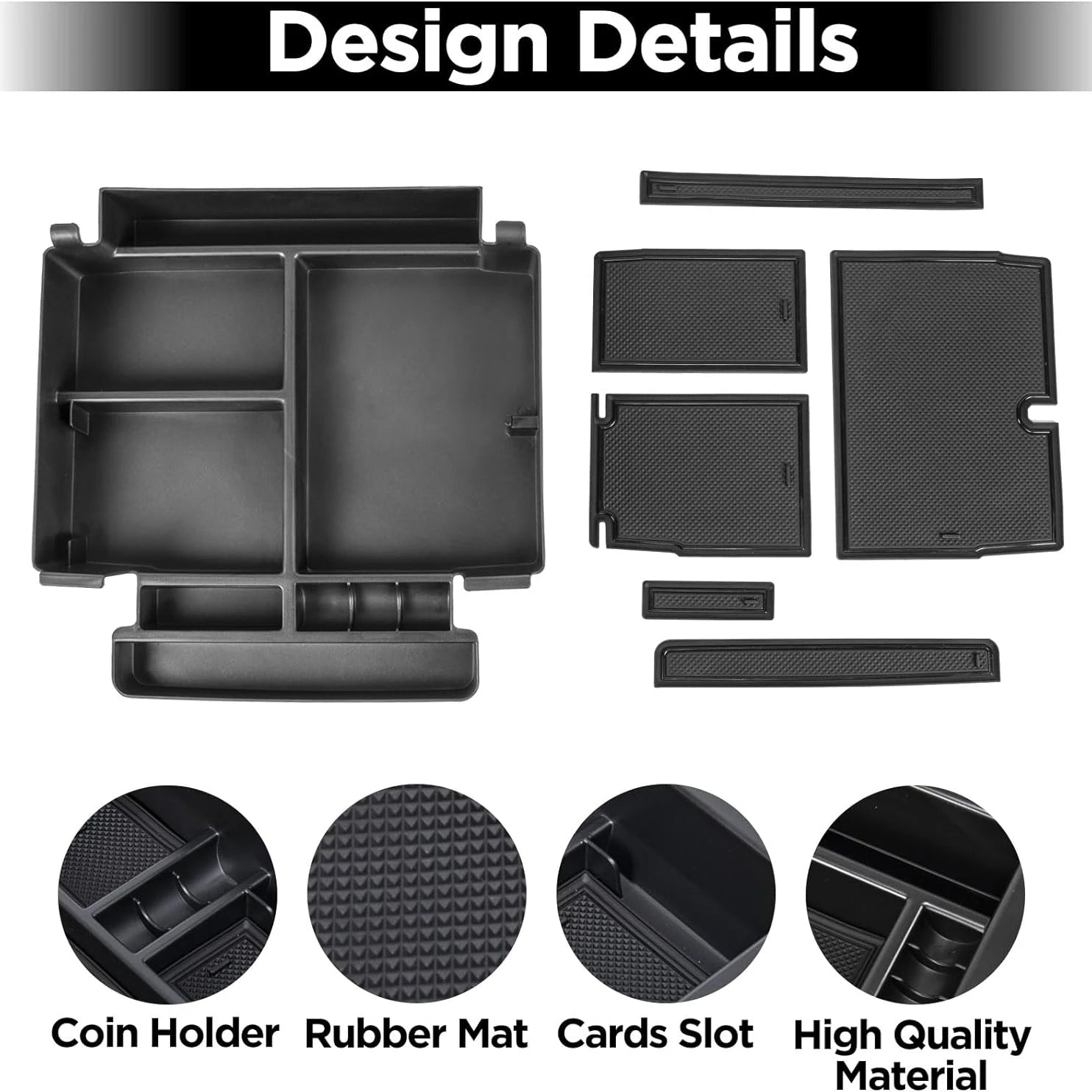 Center Console Organizer Tray For 2021-2024 GMC YuKon Denali, Chevy Suburban/Tahoe Armrest Storage Box Interior Accessories