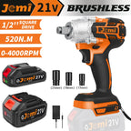 Jemi Tool 3-In-1 Cordless Electric Impact Wrench Drill Screwdriver with Brushless Motor Max 4000RPM Variable Speed