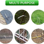 100pcs15cm galvanized landscape staples, outdoor decorative stakes, anti weed barrier fabric anti rust staples, U-shaped tent