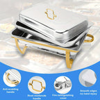 4 Pack 8QT Stainless Steel Chafing Dish Buffet Set with Fuel Holders for Catering & Parties