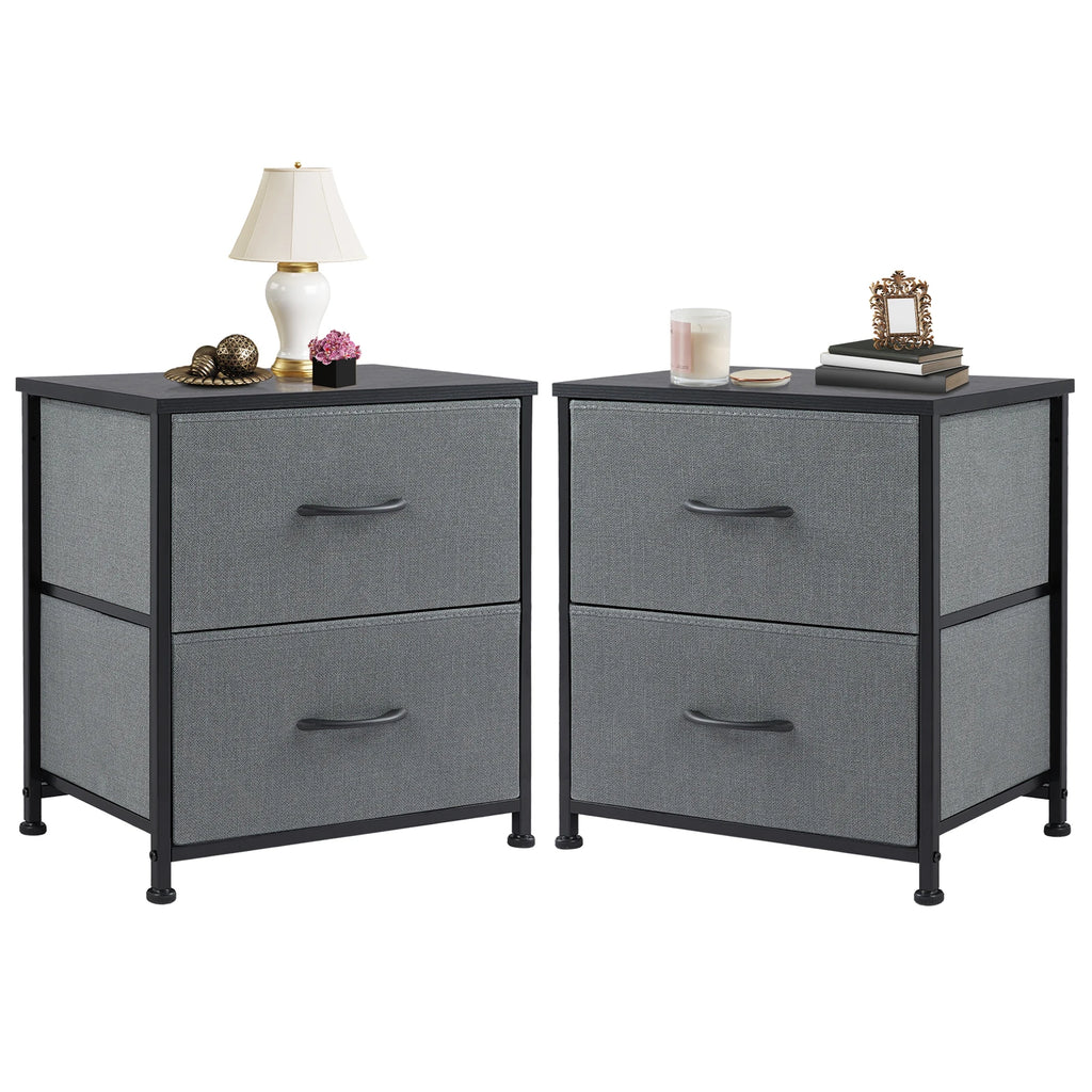 JHK Nightstand with 2 Fabric Drawers, Bedside Storage Cabinet for Bedroom, Closet Chest Organizer Table | AlluCanFind