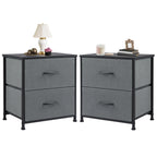 JHK Nightstand Bedside Coffee Sofa Tea Table Storage Closet Chest Clothes Display For Bedroom 2 Fabric Drawers Cabinet Furniture