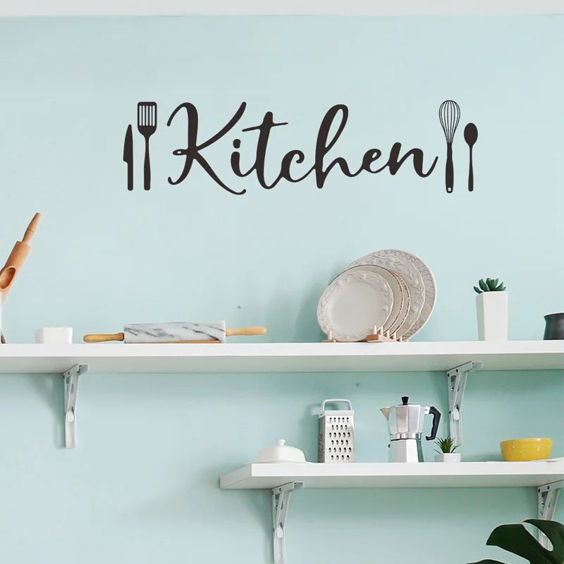 English Slogan Kitchen Wall Sticker Restaurant Kitchen Cooktop Background Home Decoration Wallpaper Creative Pattern Stickers