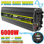 10000W/12000W Car Inverter LCD Display Vehicle Smart Inverter DC 12 V To AC 220V Digital Pure Sine Wave Power Inverter