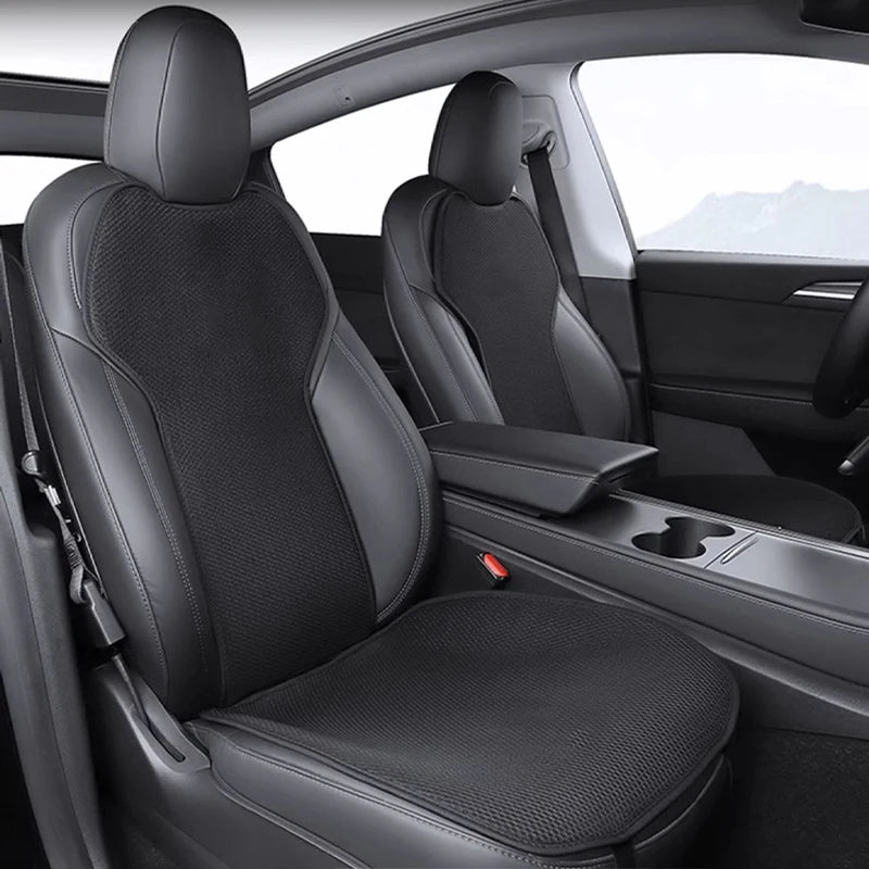 Comfortable Ice Silk Car Seat Covers for Tesla Model Y/3 (2018-2026) | Breathable