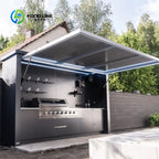 Customized Smart Movable Small Modular Kitchen Cabinet Modern Simple Paint Color Outdoor Garden Bbq Storage Furniture