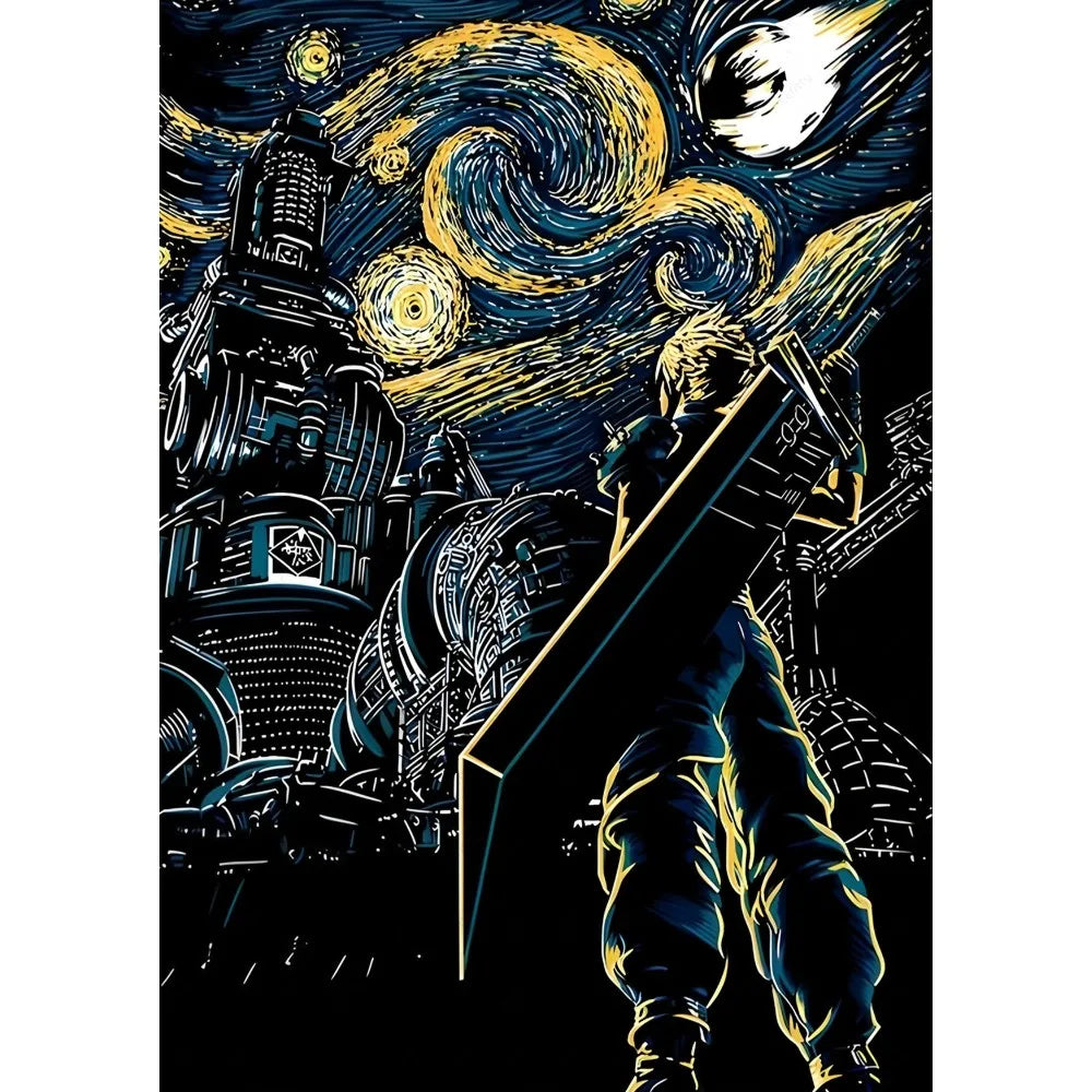 F-Final F-Fantasys Game Cool Poster Sticky Wall Art Printing Waterproof Home Living Bed Room Bar Aesthetic Decor