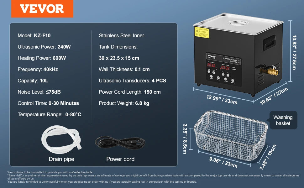 VEVOR 2-30L Ultrasonic Cleaner Digital Ultrasound Cleaning Machine with Upgraded Degassing and Gentle Mode for Jewelry Glasses