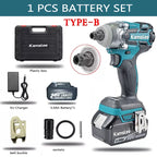 Kamolee 520N.m Brushless Electric Impact Wrench 1/2 and 1/4 Inch Household Wireless Charging Small 18V Battery Wrench Tool