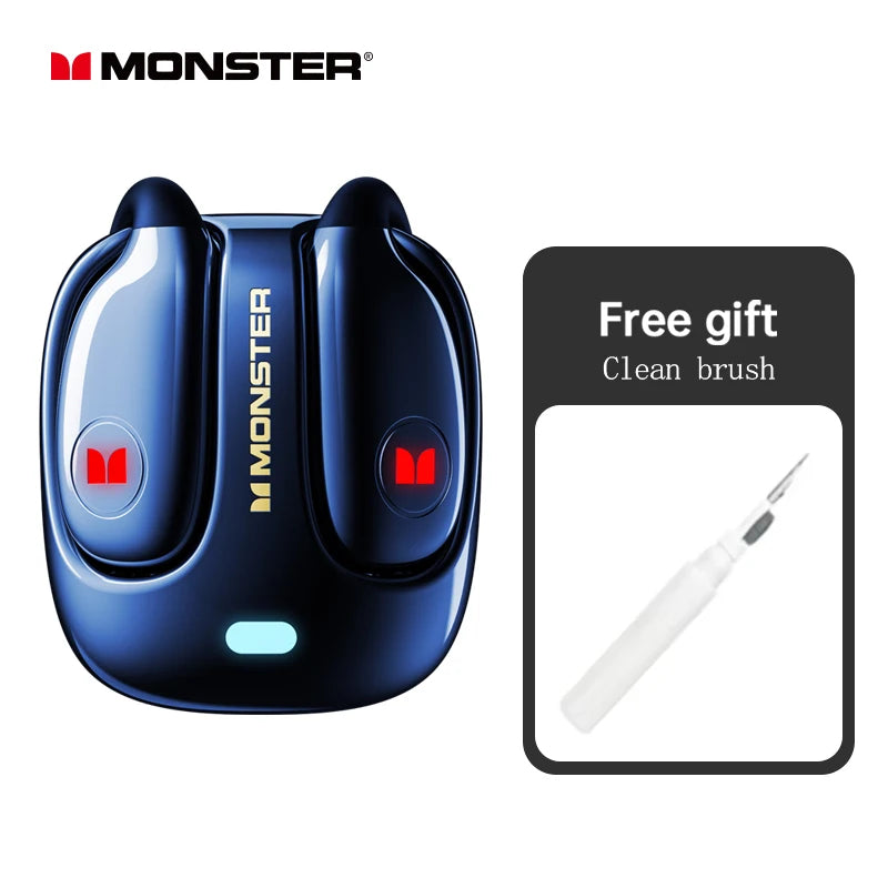 Monster MQO22 TWS Bluetooth Earphones Clip Design Touch HD Call With Mic Headphones Sports Gaming Headset
